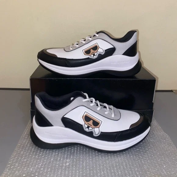 Karl Lagerfeld Coty Black & White Sneakers, Size 8 - Picture 3 of 9